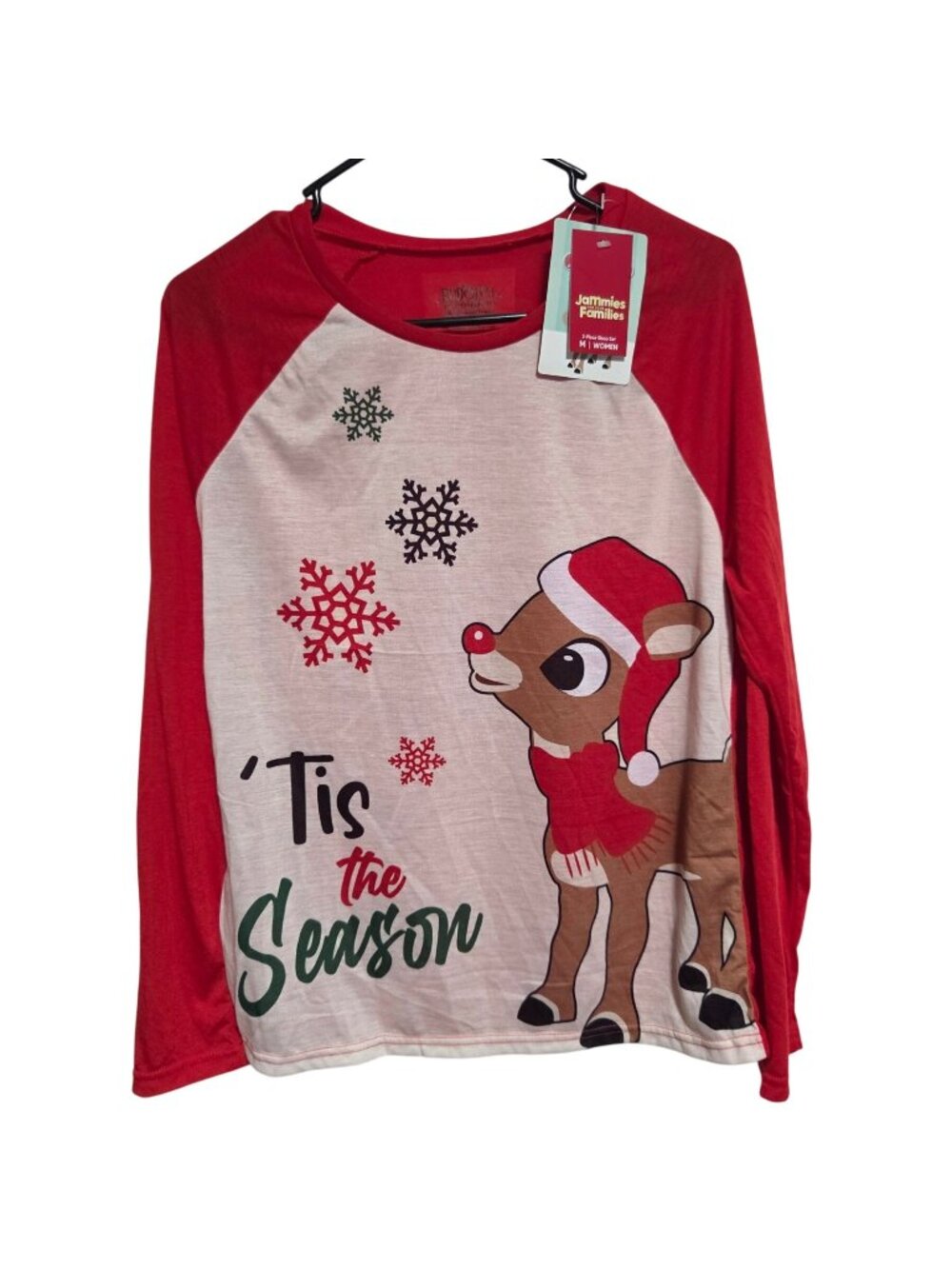 Rudolph Pajama Top Size Medium Tis The Season Long Sleeve Christmas Holiday Pjs